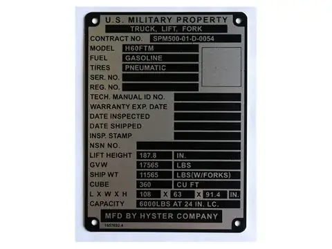 Rating & Data Plates detail view 4