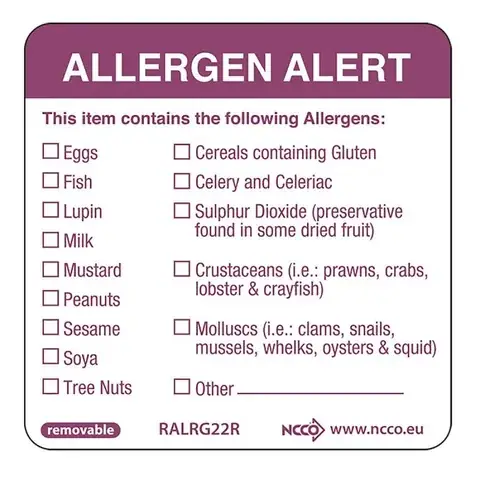 Allergen Warning Labels detail view 6