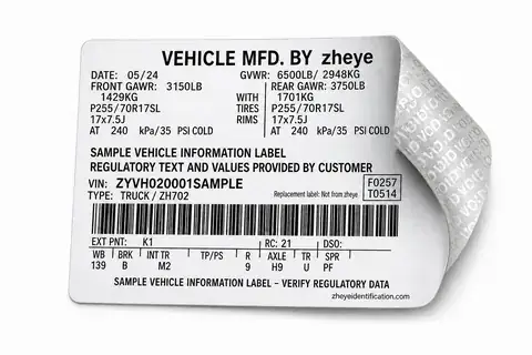 Vehicle Certification Labels product image
