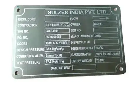 Machine Nameplates detail view 3