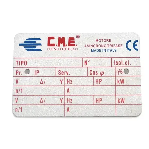 Motor Nameplates detail view 5