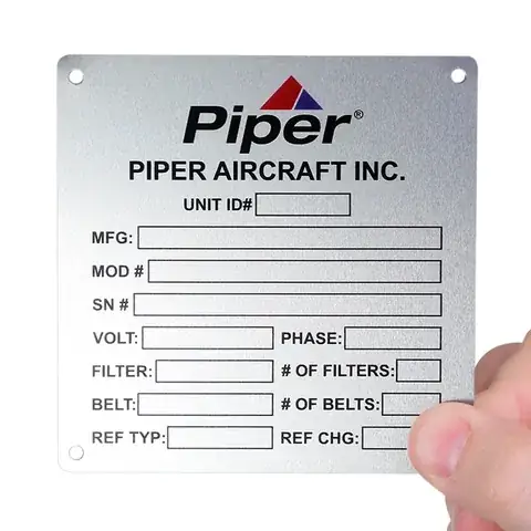 Equipment Identification Plates detail view 3