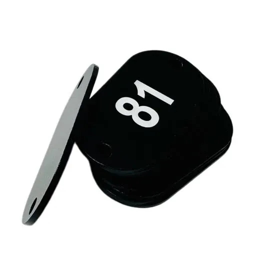 Black custom cage number plate marked 81 with a separate slotted mounting piece